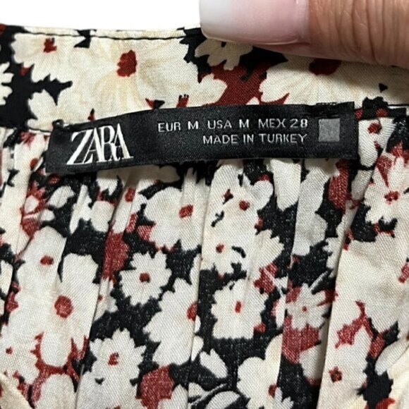 Zara Women's Multi Florals 3/4 Sleeve Long V-Neck Midi Dress - Picture 6 of 8